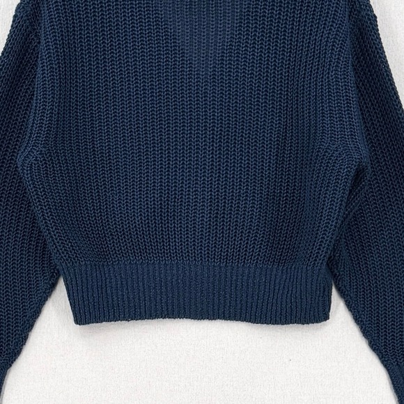 APIECE APART Gada Cropped Cardigan Sweater Womens Small Navy Blue Linen Slouchy - Picture 8 of 12